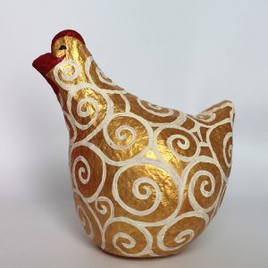 תרנגולת זהב עם ספירלות לבנות
