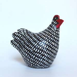 Rooster, Black with White Mini-Feathers