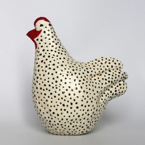 Rooster, White with Black Dots