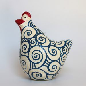 Chicken, White with Blue Swirls