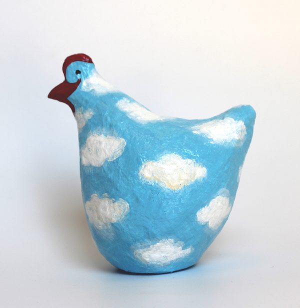 Chicken, Sky Blue with White Clouds