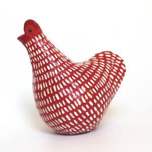 תרנגול אדום עם קווקווים לבנים