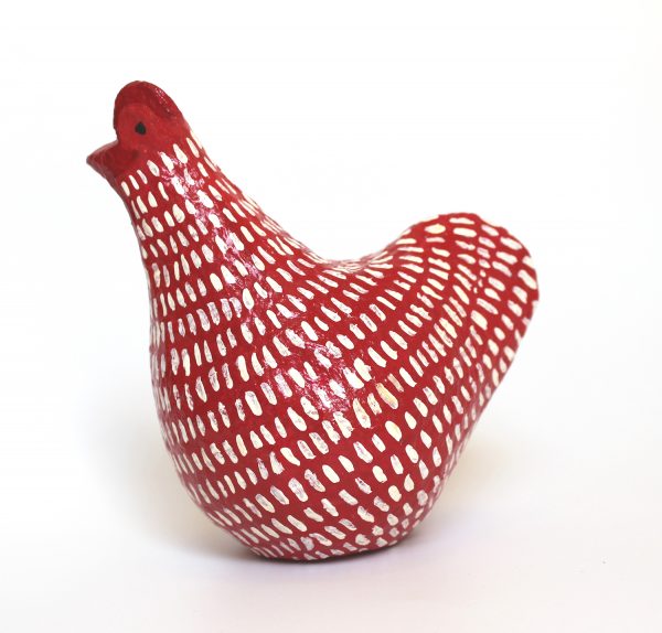תרנגול אדום עם קווקווים לבנים