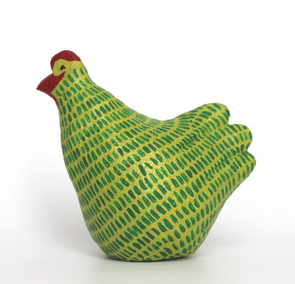 תרנגול ירוק עם קווקווים ירוקים