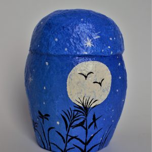Owl, Blue with Full Moon and Flock of Geese (Medium) Back
